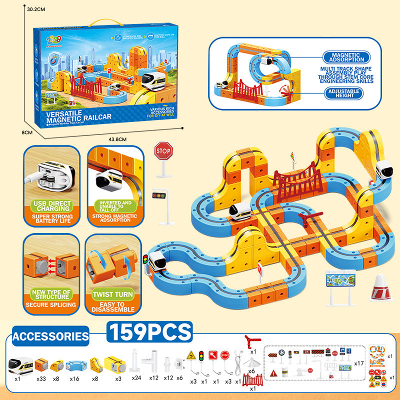 hot-selling electric magnetic track car, mini high-speed train, children's educational toy, building block set, magical 3d toy