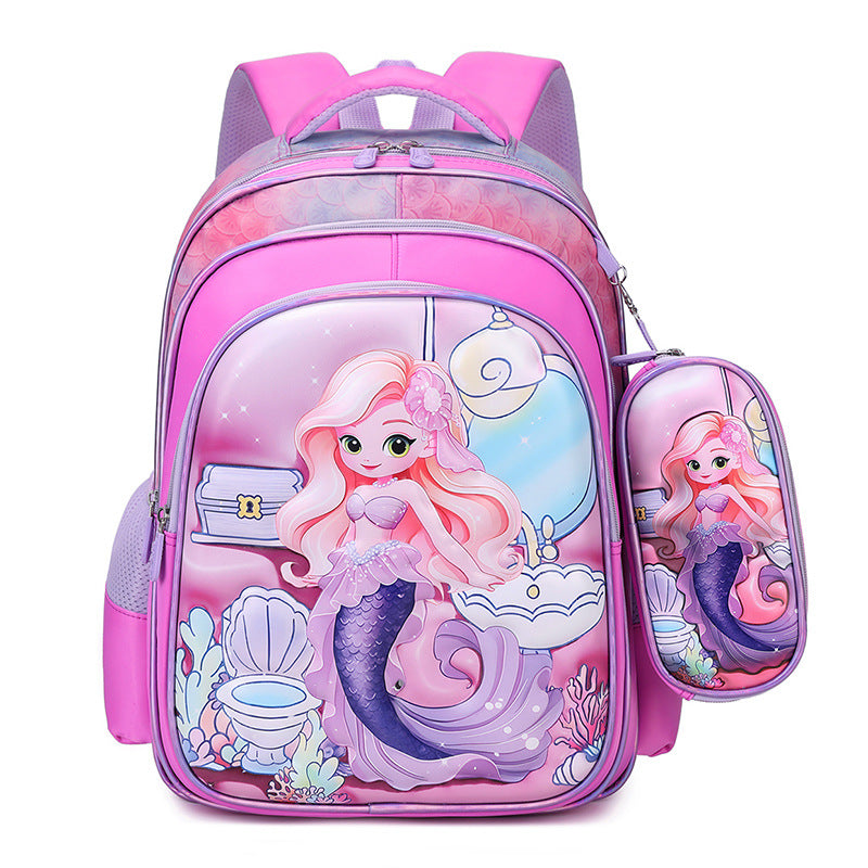 Ready-to-ship cross-border backpack set for grades 3-6. this two-piece backpack features a textured, glossy 3d leather design, perfect for elementary school students and designed to reduce the burden of carrying books