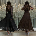 C7711 cross-border   fashion women's sexy lace see-through sparkly dress
