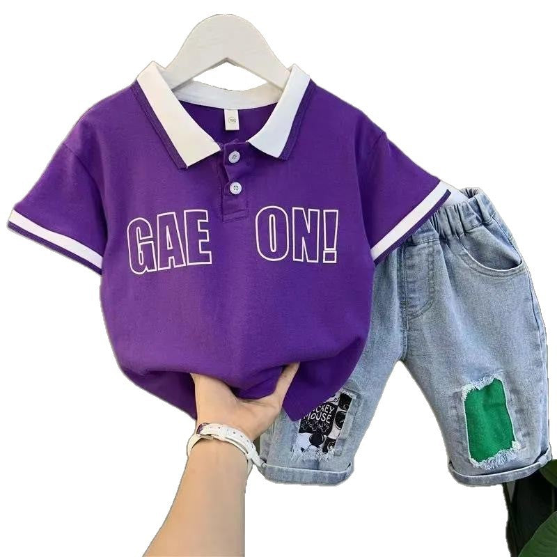 Boys' summer short-sleeve set: new  stylish baby summer outfit, korean-style cool and trendy short-sleeve clothes for kids