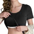 cross-border women's fashion solid color padded bralette top - versatile layering, loungewear, and everyday wear - crew neck short sleeve tank top