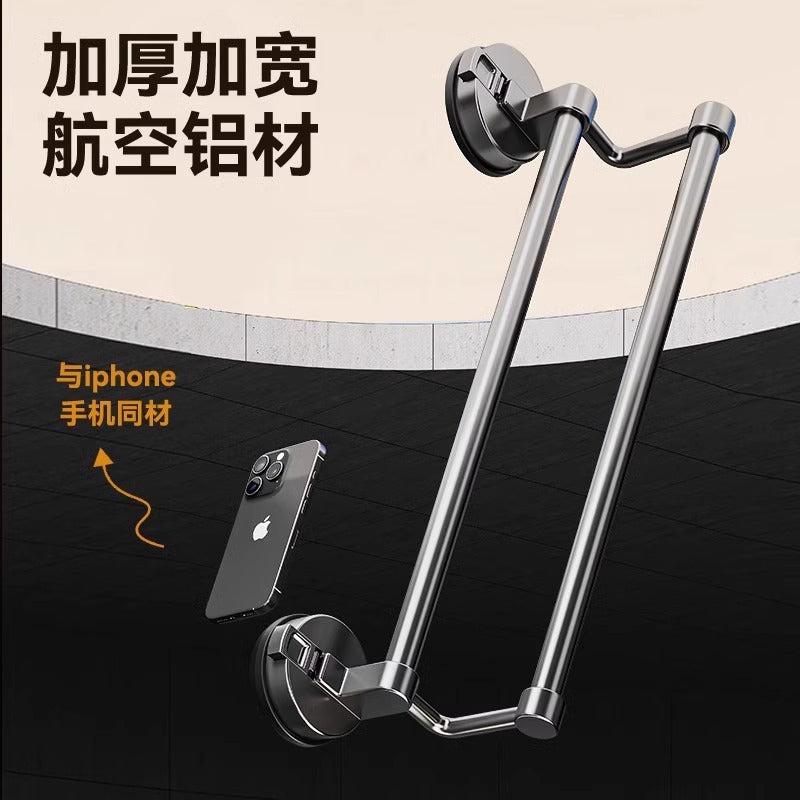 Suction cup bathroom towel rack, punch-free wall-mounted storage rack, bathroom towel double pole, restroom storage rack