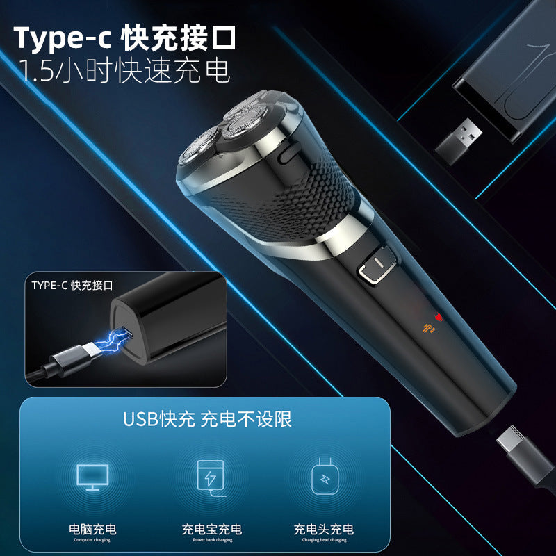 electric shaver floating veneer 3-blade full body washable typec fast charging beard razor shaving razor wholesale