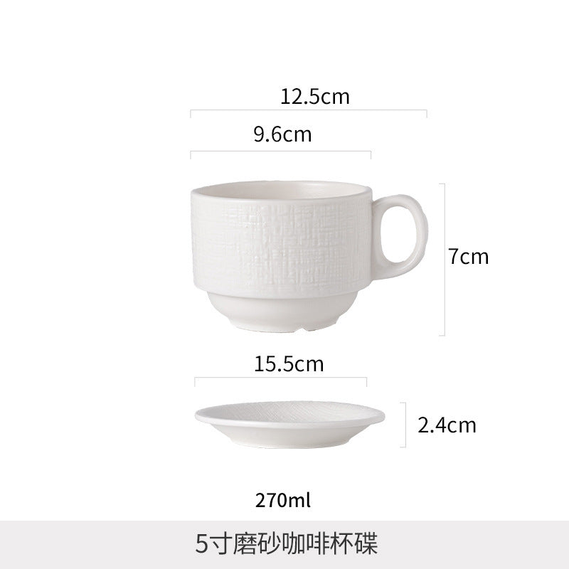 Simple stylishpure color embossed coffee cup and saucer for home ceramic cup cafe latte art cup restaurant afternoon tea photo