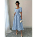 code new arrival  original women's elegancestylish neckline short-sleeved a-line skirt