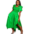 D3061m  fashionplus sizepure colorbows strap irregular evening dress skirt foreign trade dress