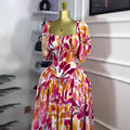 export spring/summer new arrival: elegant camisole bandeau dress with cinched waist and flowy maxi skirt, printed women's dress