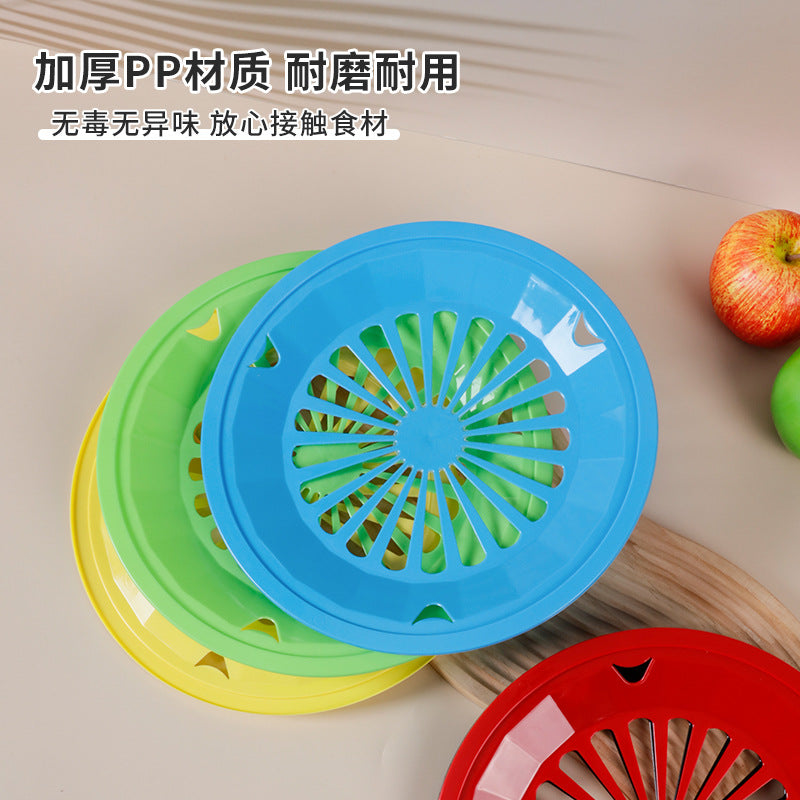 Round hollow basket drain basket picnic food placement tray barbecue tray holder drain basket plastic hollow dinner plate cross-border