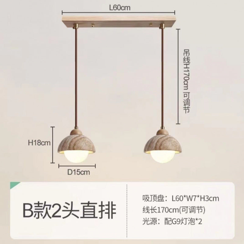 Yellow travertine bedroom bedside chandelier Japanese wabi-sabi retro restaurant chandelier designer homestay restaurant chandelier