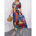 new women's vacation-style square neck dress