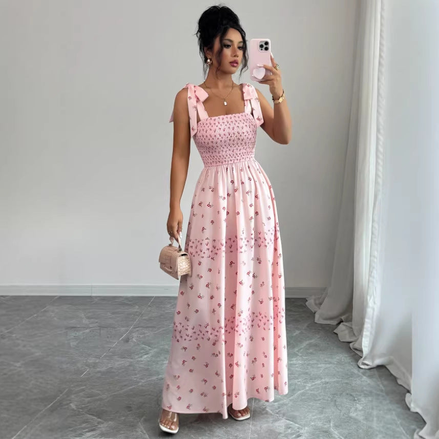 new arrival: sexy spaghetti strap, cinched waist, slit dress