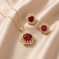 Luxury fashion white frame ruby flower full diamond necklace for women - versatile, minimalist, unique, non-fading choker jewelry