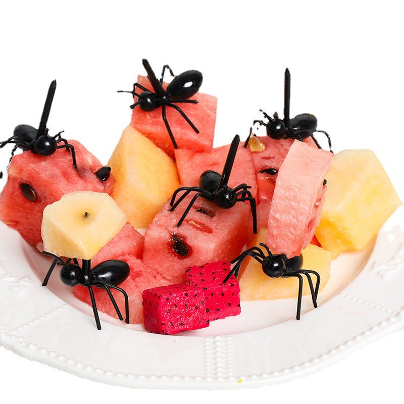 Hard-working ant moving fruit forks 12-piece set, ant toothpicks bento picks, party cake inserts dessert forks