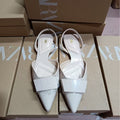 Za2024autum new pointed toe women's shoes fashion patent leather whiteflats square buckle headgear back strap sandals women