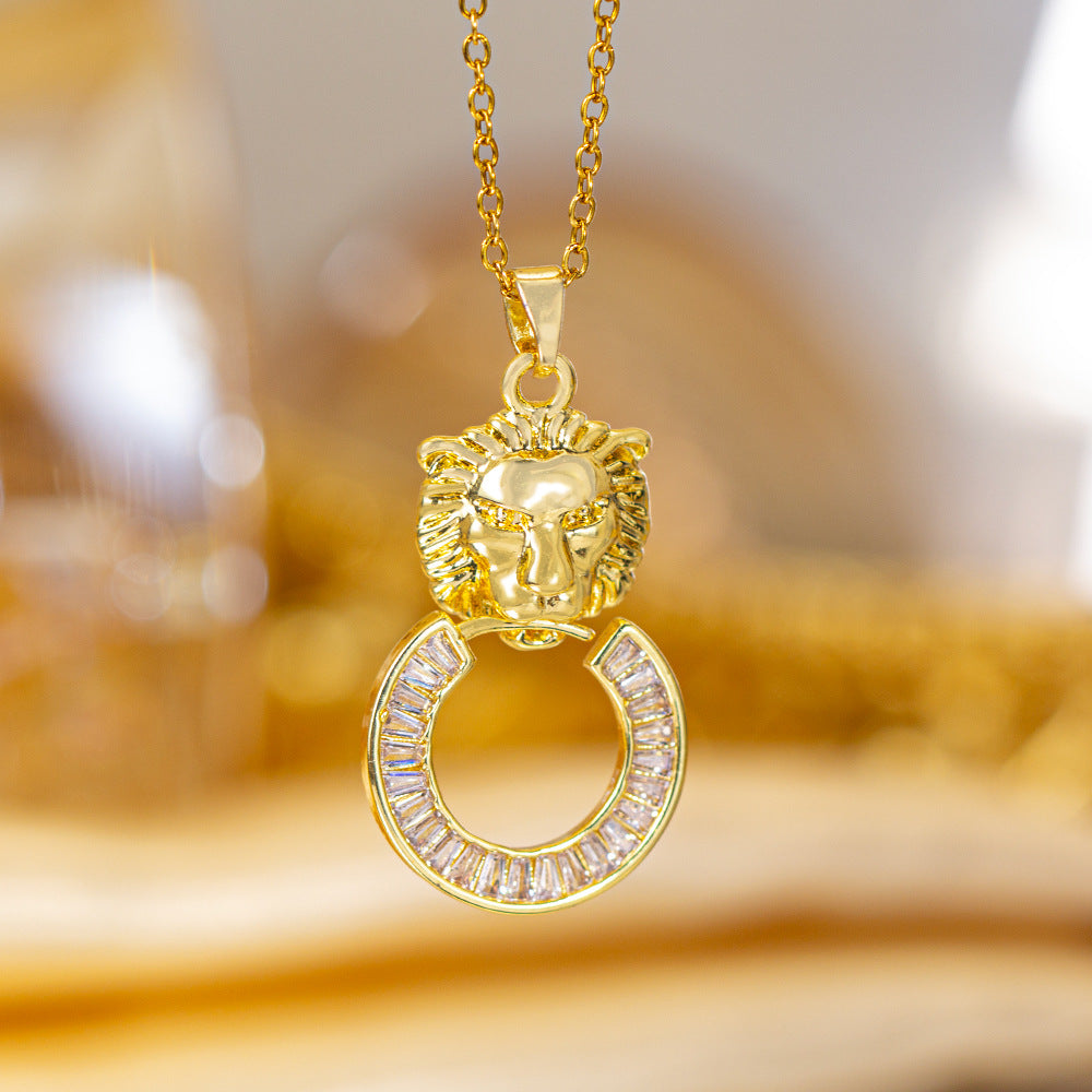 [titanium steel] cross-border popular copper micro-embedded necklace for women, stainless steel gold-plated electroplated high-end exquisite clavicle chain jewelry