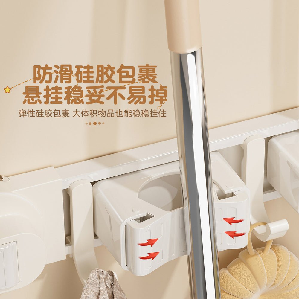 Suction cup mop holder hook punch-free bathroom wall-mounted mop clip broom storage rack rag storage fixed rack
