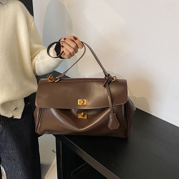 Premium commuter large-capacity bag women's 2025 autumn and winter new solid color messenger bag fashion shoulder bag tote bag