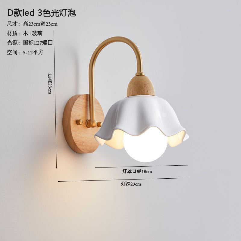 Log wind wall lamp Japanese living room wall lamp wabi wind bedroom bedside lamp B & B universal variety of lighting