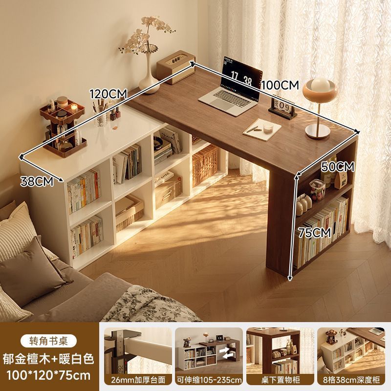 Corner desk bookshelf bookcase all-in-one table bedroom home extendable vanity corner computer desk office desk