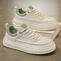 Men's spring/autumn breathable lightweight soft sole white sneakers, men's casual shoes, versatile thick-soled platform sneakers, men's trendy shoes