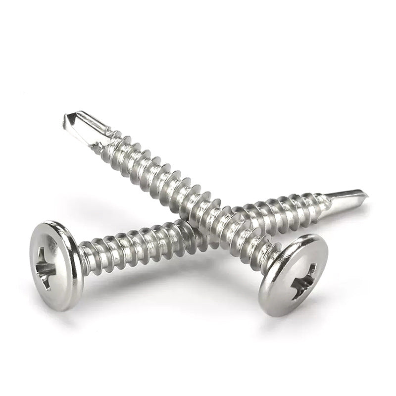 Large flat head self-drilling drill tail screw Blue and white zinc stainless steel self-drilling color steel tile drill tail nail Dovetail No. 12 No. 10