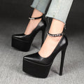 Exquisite one-word buckle t-stage catwalk style thick sole2025 summer new arrival women's shoes waterproof platform flats18cm high heels