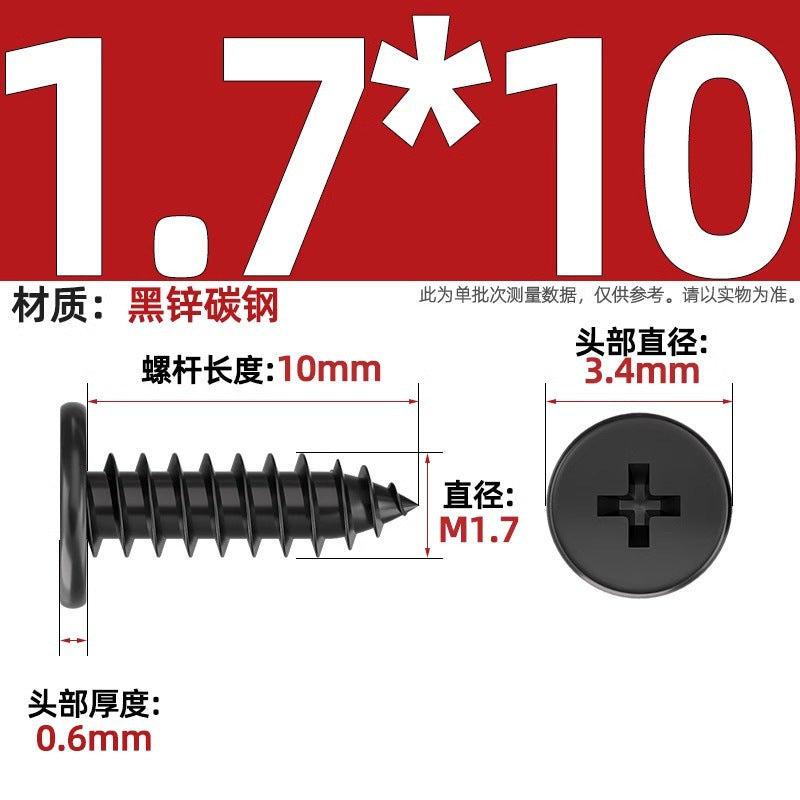 CA Iron Nickel Plated/Black Flat Head Cross Self-Tapping Screw Large Flat Thin Head Flat Head Pointed Tail Wood Self-Tapping Screw