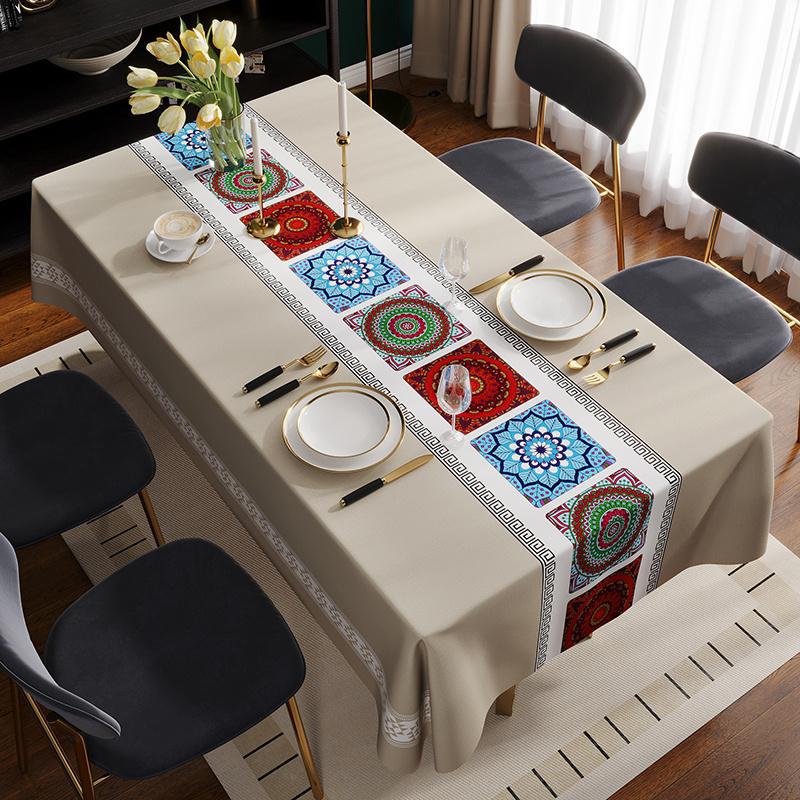 Waterproof and oil-proof pvc tablecloth, easy to clean, heat-resistant, soft glass dining table mat, light luxury high-end coffee table pad, tabletop cloth