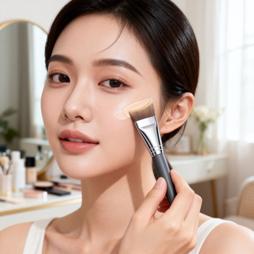 Crescent blade foundation brush wooden handle seamless mask brush single ultra-thin peak foundation brush beauty tool makeup brush