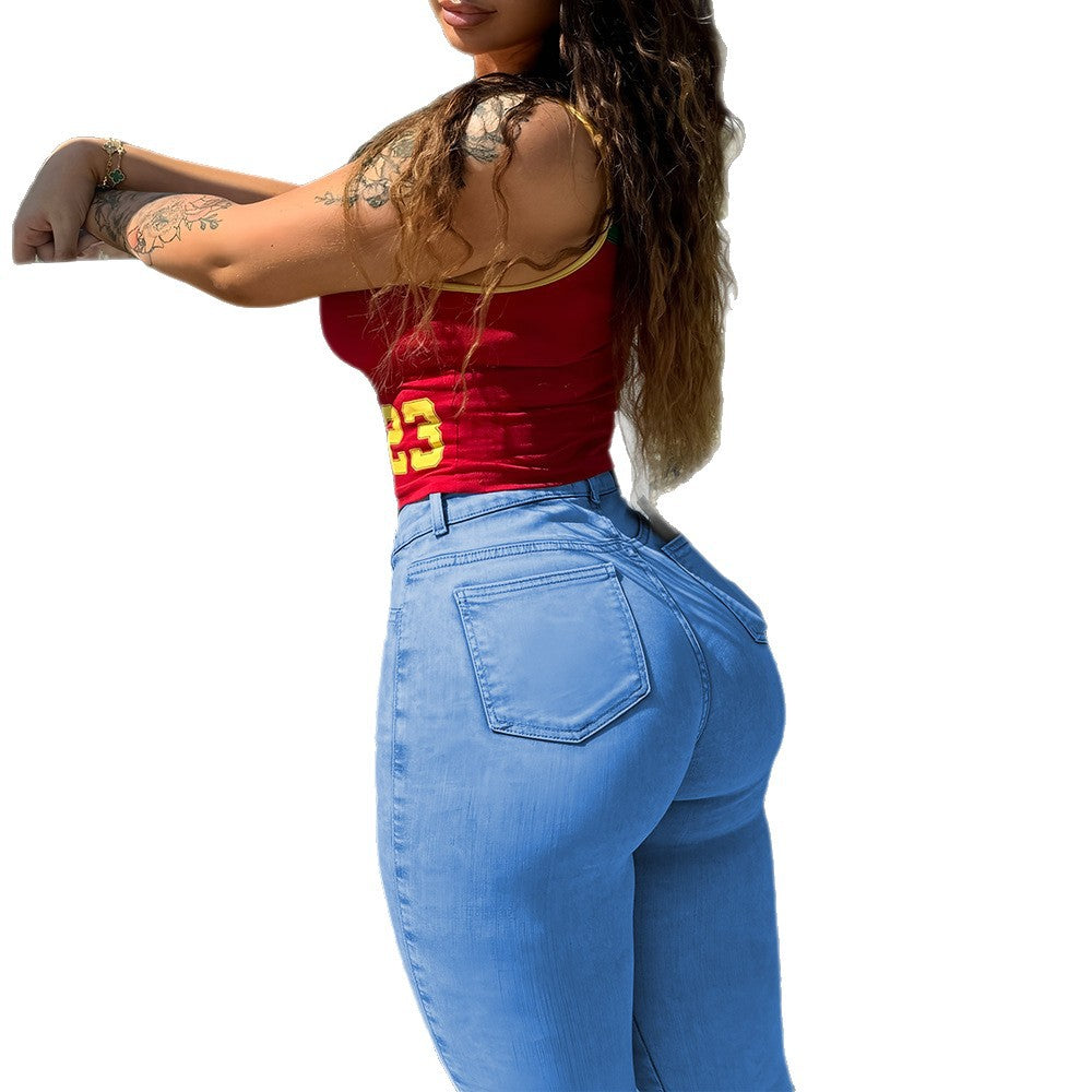 European size butt lifting jeans for women hot style  independent station cross-border sexy tight jeans ins style