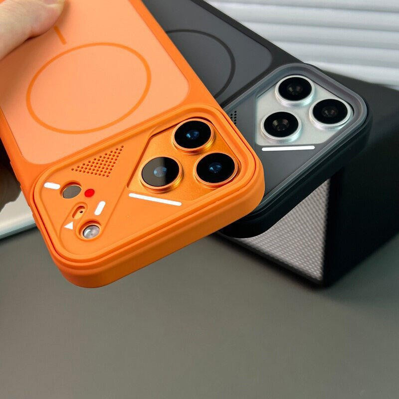 Imitation original skin feel instantly turns into iphone17promax magnetic phone case irregular lens apple 16 simple sheath
