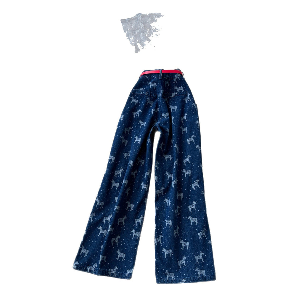 American retro slim-fit denim set: women's bandeau top & high-waisted flare jeans two-piece - summer slimming look