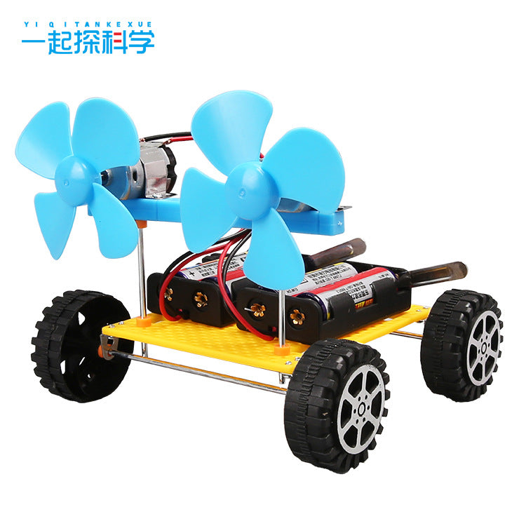 Small Invention Double Wing Wind Racing Technology Power Car DIY Small Production Handmade Materials Puzzle Scientific Experiment