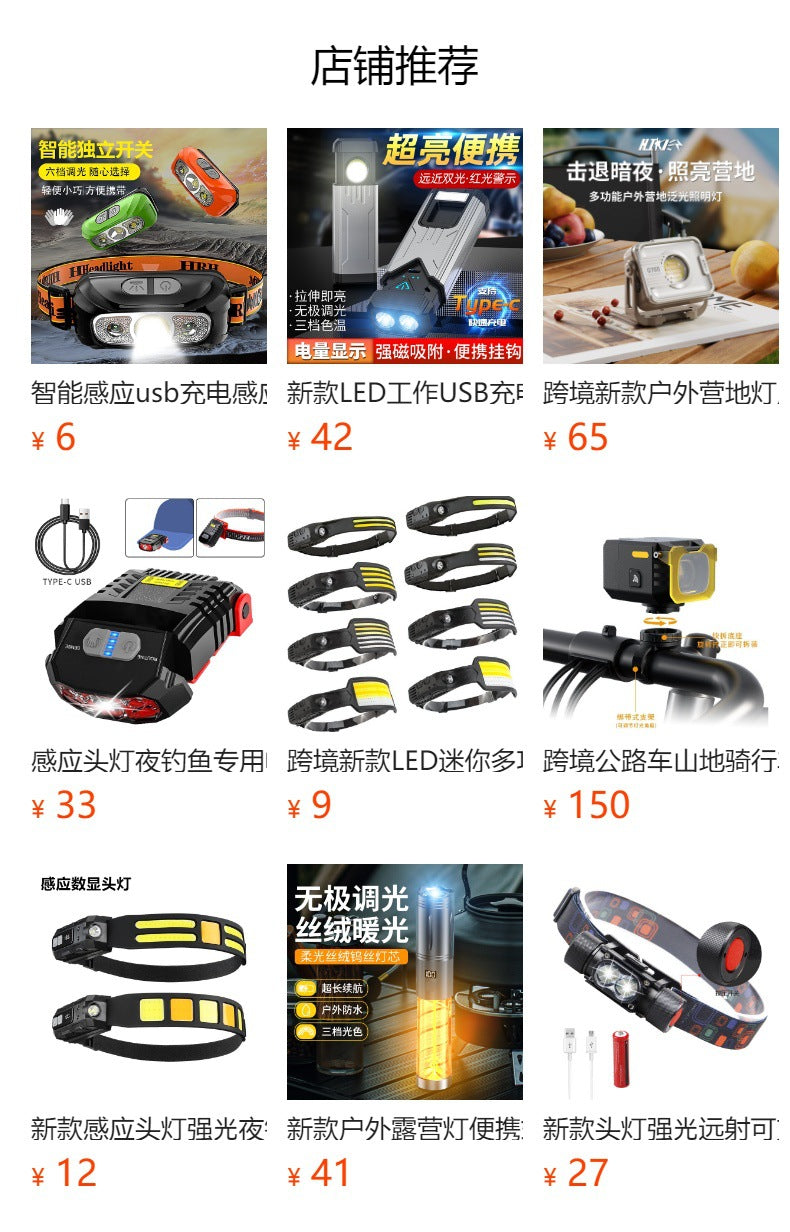 Cross-border new XHP-160 strong light USB charging telescopic variable light LED power display outdoor long-range flashlight