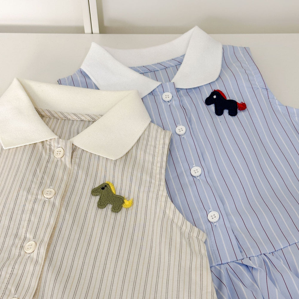 preppy style dress for girls, casual polo collar pleated skirt princess dress, tank dress - dropshipping available