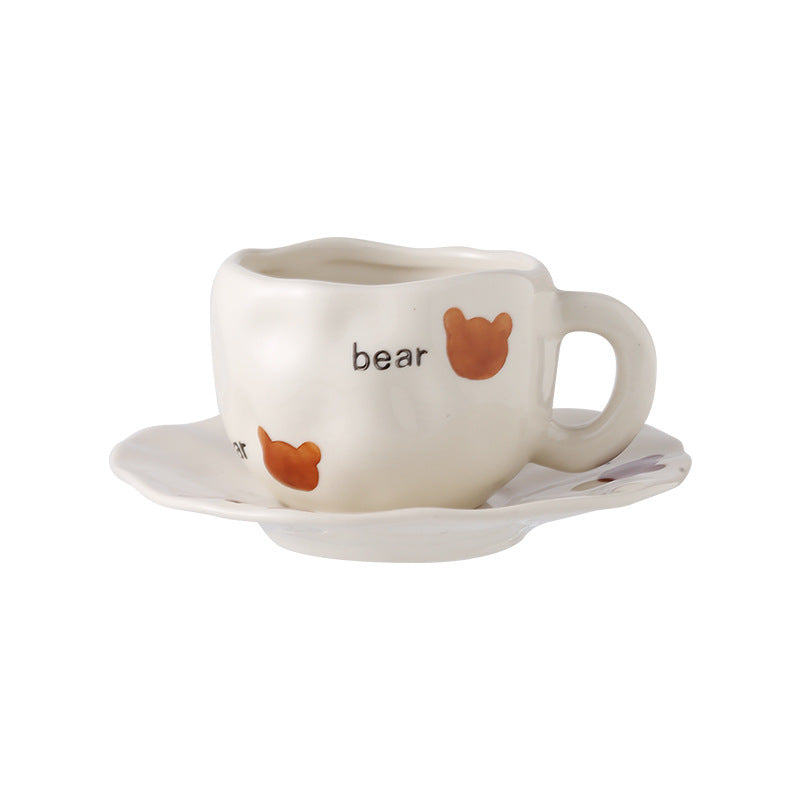 Hand-painted ceramic coffee cup and saucer set - unique gift mug - creative niche gift - high-value handcrafted cup