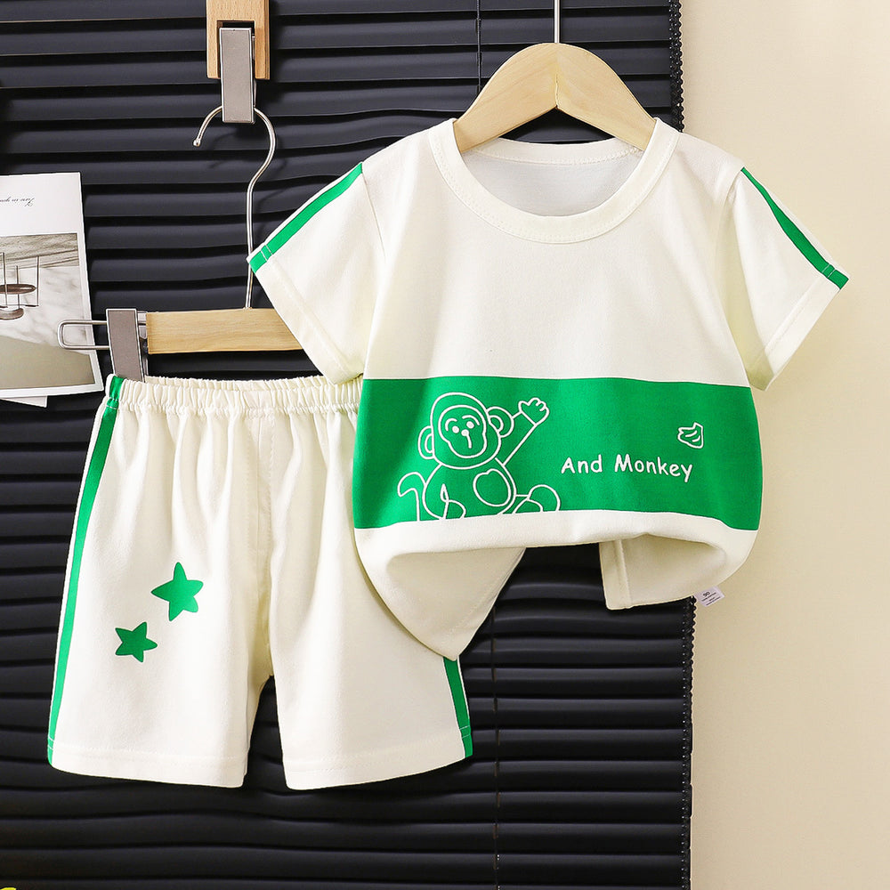 new kids' short-sleeve striped t-shirt set - summer baby & toddler clothing, korean style