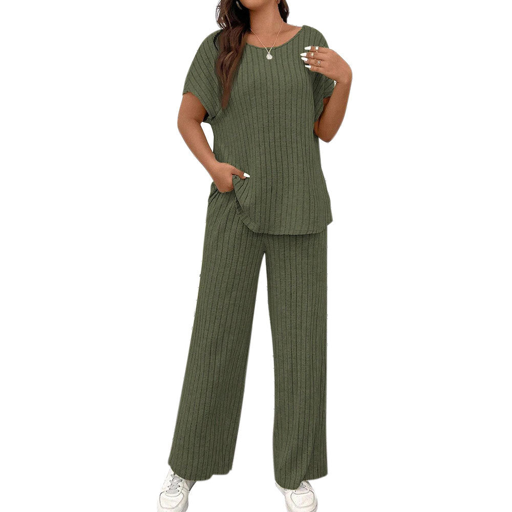 Shein  independent station women's clothing simple casual style fashion suit summer commuter short-sleeved trousers two-piece set