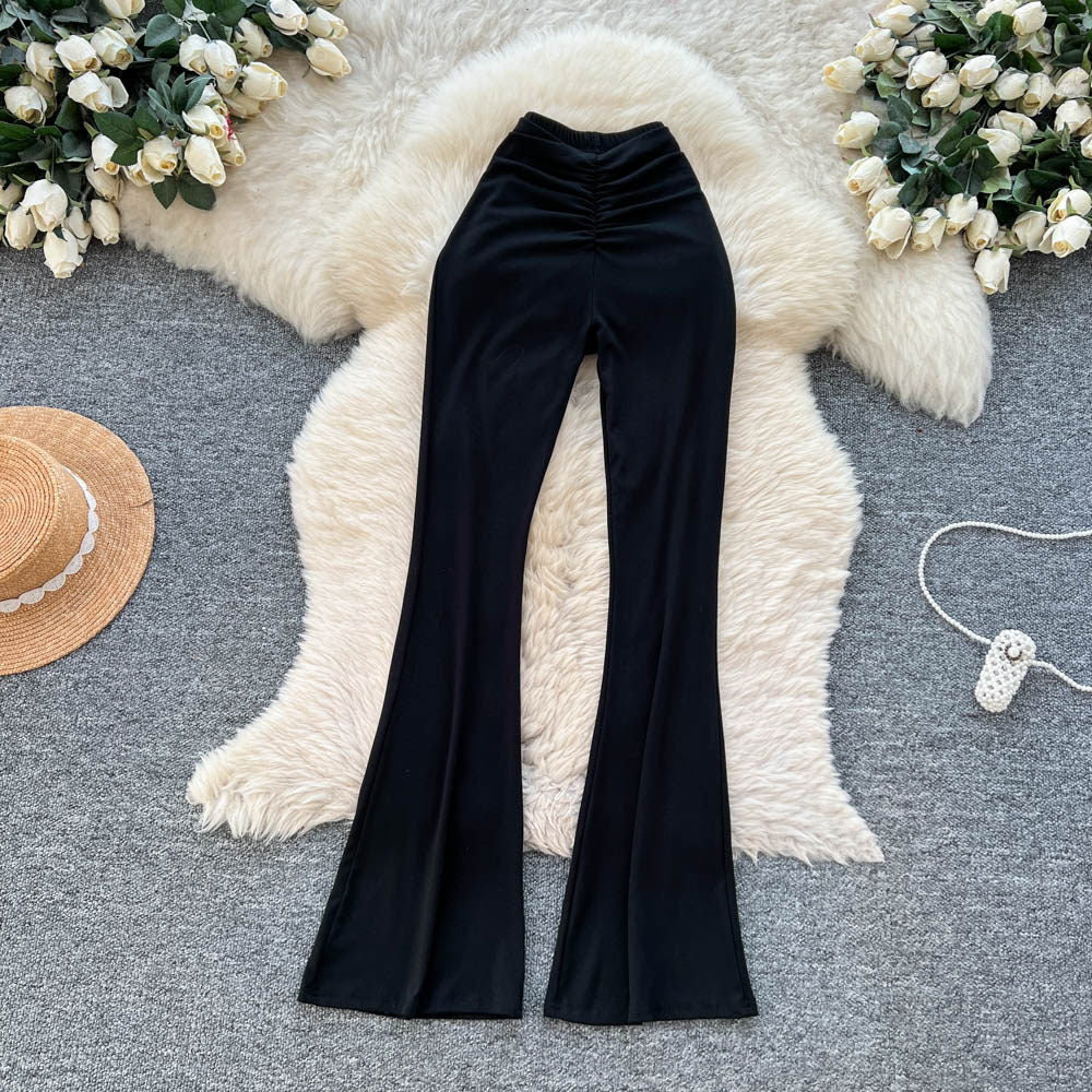 K-stylehigh waist pleated casual pants straight-leg pants for women springnew arrivalwork clothing silmslimming look to show leg lengtheasiest for matchpants