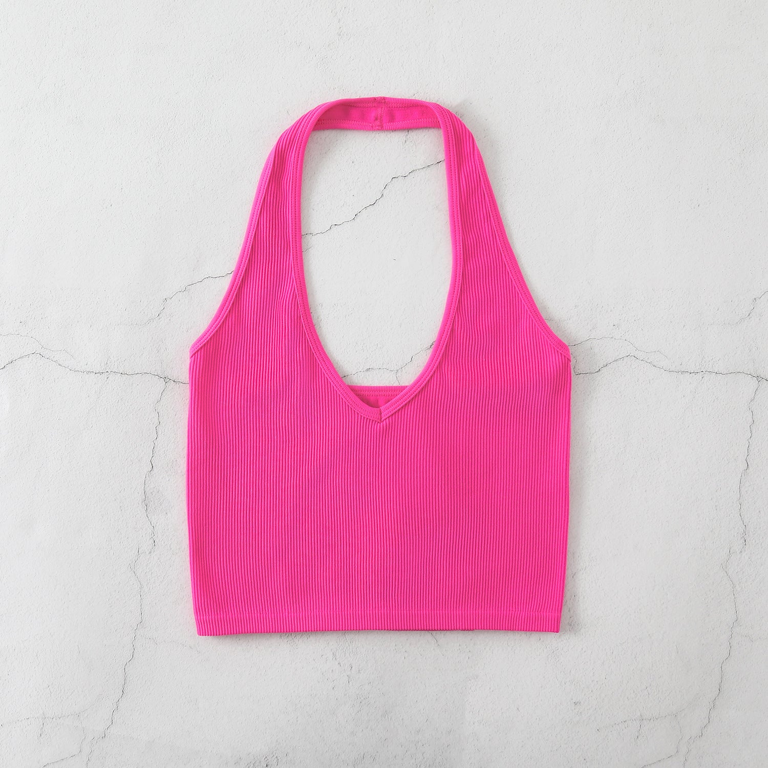 , European and American neck body underwear fitness yoga V-neck backless small vest threaded candy color