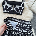 European and american style retro jacquard knit set - women's sleeveless tank top + midi skirt - high-end socialite two-piece outfit