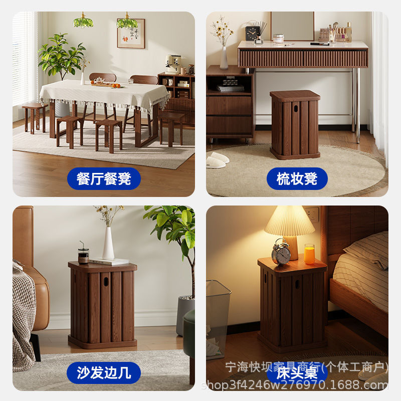 Solid wood stool for home stackable bench tall round stool stacking stool restaurant stacking guest spare dining chair combination stool