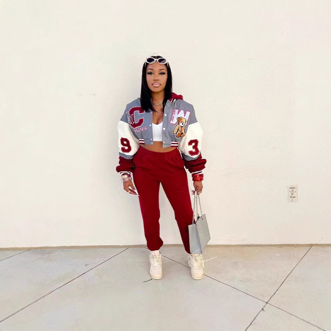 2025 Cross-border African fashion and leisure  baseball jersey printed three-piece set (no hat) versatile