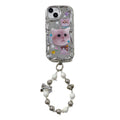 Three-dimensional wave electroplating suitable for apple 16pro cute cat mobile phone case iphonexr mirror flash diamond soft case