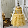 Girldress chinese style new year's greetings dress winter tang suit birthday dress fleece-lined tutu skirt princess dress