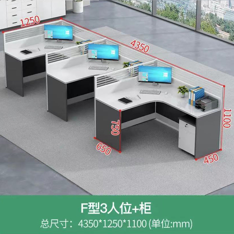 Customizable office desk and chair set - modern minimalist 3-seat office desk for accounting and finance offices