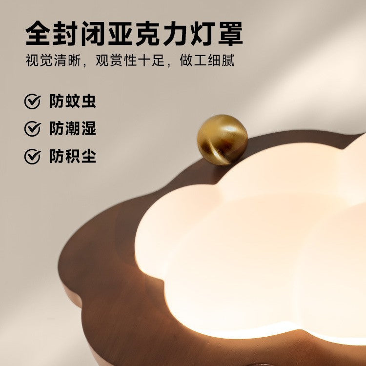 Wabi Sansan wind walnut color ceiling light Japanese retro cloud master bedroom study light medium antique children's room star light