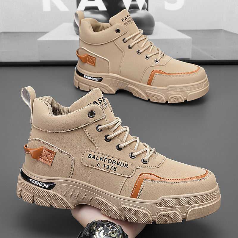 Men's 2025 new autumn collection: work safety shoes - waterproof, slip-resistant, durable, athletic, casual, workwear, and trendy martin boots for construction sites