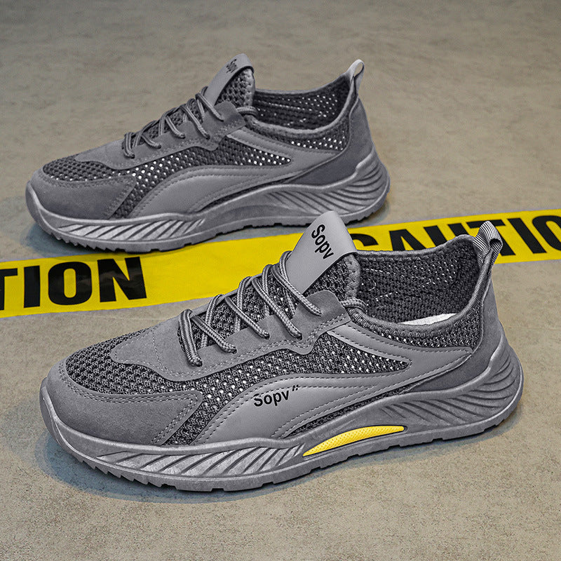 Men's winter breathable mesh lightweight hollow-out running casual sports shoes for work, business, and labor protection - trendy footwear