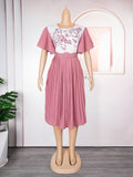 Aliexpress women's printed dress african cross-border trade new style maternity plus size pleated skirt with belt